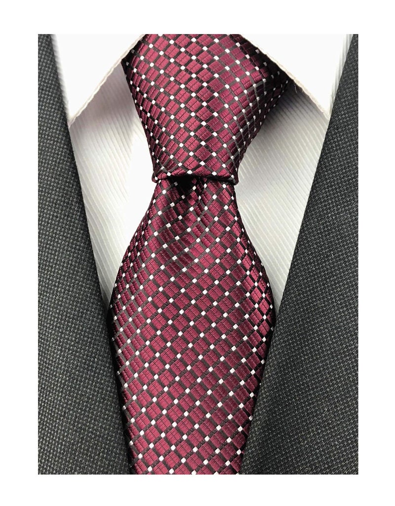 Secdtie Wine Red Tie for Men Elegant Red Trendy Textured Silk Cravat Tie Formal Wedding Necktie - Image 2